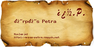 Árpás Petra névjegykártya
